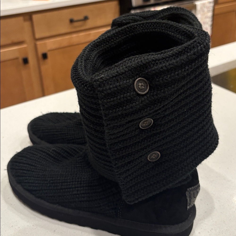Ugg Black Knit Button Boots